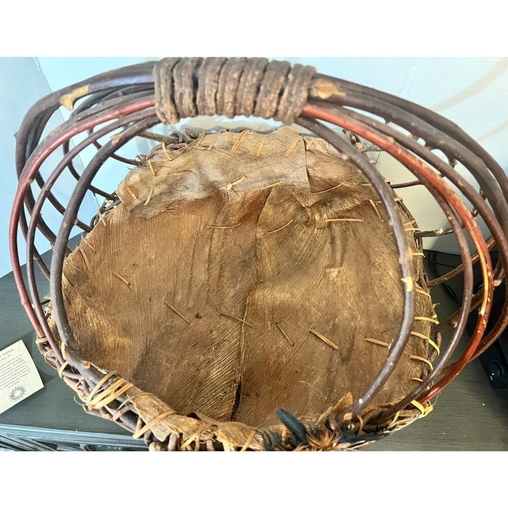Vtg SUN SPIRIT Baskets Handmade Native Inspired Southwest Decor X-LARGE Feathers